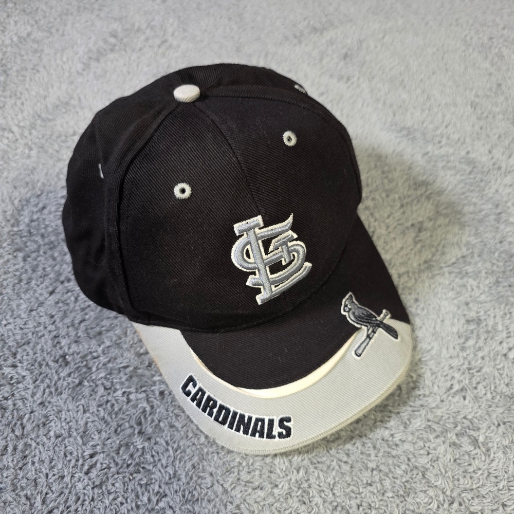 T.E.I. Mens OSFA MLB St. Louis Cardinals Hat Black Grey Embroidered Adjustable
